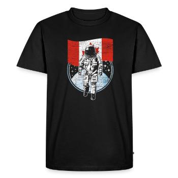 L'astronaute avec le drapeau du Canada dans l'espace - T-shirt Premium bio Homme - noir - Devant - Nico (187cm)