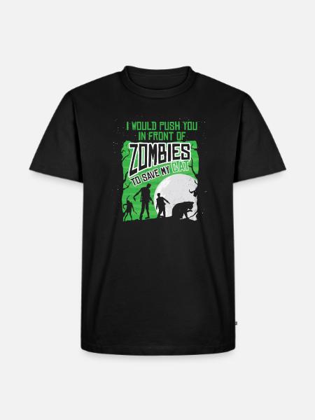 Cat rescue from zombies - Men's Premium Organic T-Shirt - black