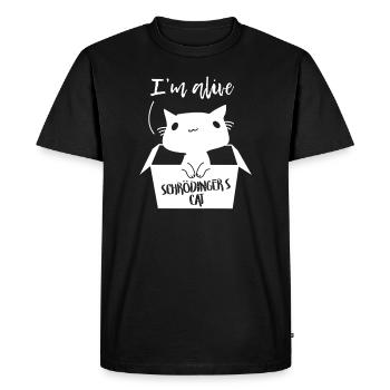 Chat de Schrödinger, je suis un animal vivant - T-shirt Premium bio Homme - noir - Devant - Nico (187cm)