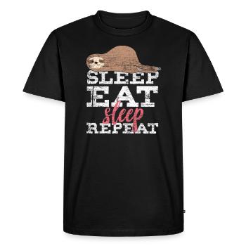 Sleeping sloth gift idea lazy laziness - Men's Premium Organic T-Shirt - black - Front - Nico (187cm)
