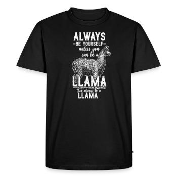 Llama animal spit vintage gift zoo alpaca fun - Men's Premium Organic T-Shirt - black - Front - Nico (187cm)