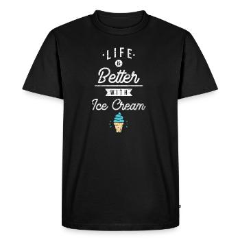 La vie est meilleure avec un ami de vacances d'été de crème glacée - T-shirt Premium bio Homme - noir - Devant - Nico (187cm)