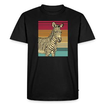 Zebra Retro cadeau animal nature safari bandes. - T-shirt Premium bio Homme - noir - Devant - Nico (187cm)