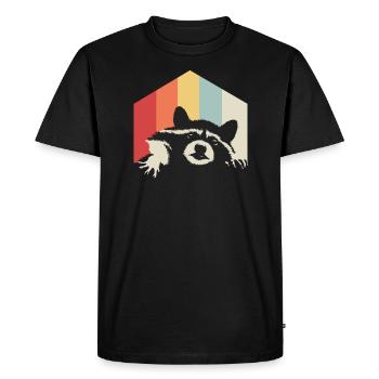Raton laveur rétro coloré couleurs cadeau forêt nature - T-shirt Premium bio Homme - noir - Devant - Nico (187cm)