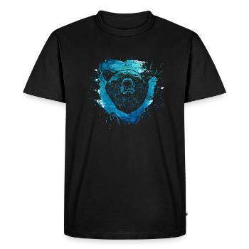 Aquarelle ours bleu animal nature cadeau vintage - T-shirt Premium bio Homme - noir - Devant - Nico (187cm)