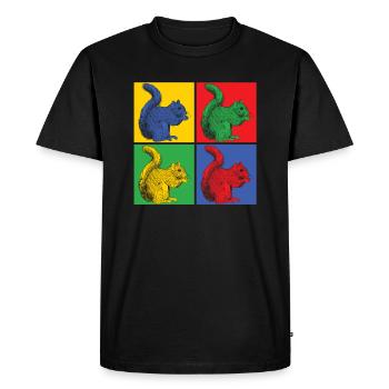 Écureuil noix forêt arbre animal cadeau vintage - T-shirt Premium bio Homme - noir - Devant - Nico (187cm)