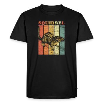 Écureuil noix forêt arbre animal cadeau vintage - T-shirt Premium bio Homme - noir - Devant - Nico (187cm)