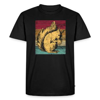Écureuil noix forêt arbre animal cadeau vintage - T-shirt Premium bio Homme - noir - Devant - Nico (187cm)