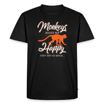 Monkeys make me happy animal gift idea - Men's Premium Organic T-Shirt - black - Front - Nico (187cm)