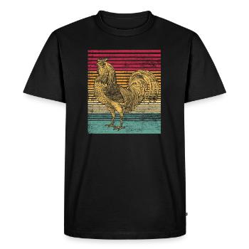 Poulet coq poule maison oiseau animal cadeau vintage - T-shirt Premium bio Homme - noir - Devant - Nico (187cm)