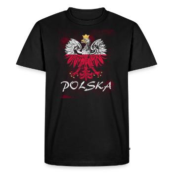 Poland Warsaw Pole Polish Flag Country Gift - Men's Premium Organic T-Shirt - black - Front - Nico (187cm)