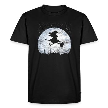 Witch broomstick witch broom magic gift - Men's Premium Organic T-Shirt - black - Front - Nico (187cm)