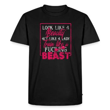 I am a beast and train hard woman vintage - Men's Premium Organic T-Shirt - black - Front - Nico (187cm)