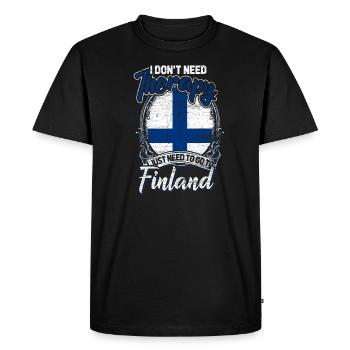 J'ai besoin de la Finlande - pas de thérapie - T-shirt Premium bio Homme - noir - Devant - Nico (187cm)