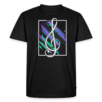 Clef notes times pink blue music bars - Men's Premium Organic T-Shirt - black - Front - Nico (187cm)