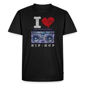 J'aime le hip hop - T-shirt Premium bio Homme - noir - Devant - Nico (187cm)
