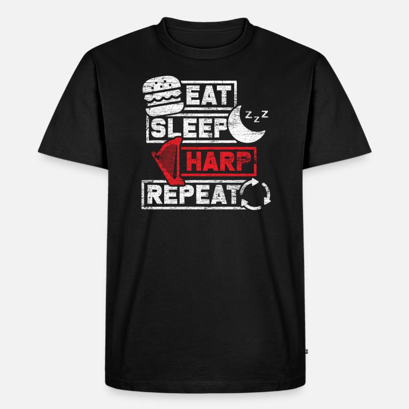 Harfe - Männer Premium Bio T-Shirt - Schwarz