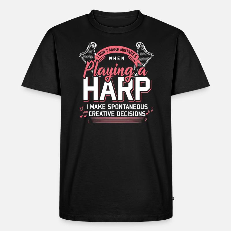 Harfe - Männer Premium Bio T-Shirt - Schwarz