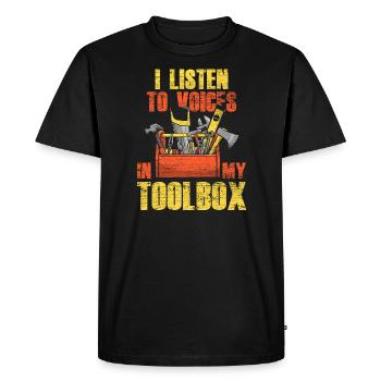 Boîte à outils charpentier - T-shirt Premium bio Homme - noir - Devant - Nico (187cm)