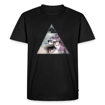 hipster moustache triangle cat swag style - T-shirt Premium bio Homme - noir - Devant - Nico (187cm)