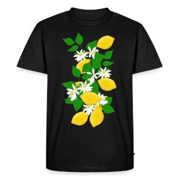 Citrons, branches, fleurs - T-shirt Premium bio Homme - noir - Devant - Nico (187cm)