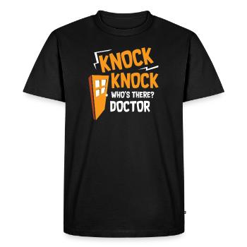 Doctors : Knock Knock Doctor - T-shirt Premium bio Homme - noir - Devant - Nico (187cm)