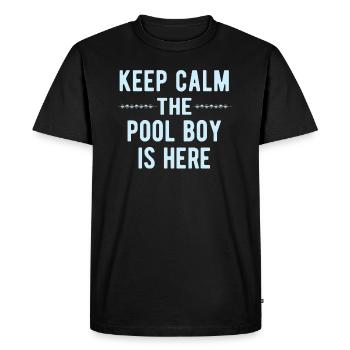 Pool Boy: Gardez votre calme - T-shirt Premium bio Homme - noir - Devant - Nico (187cm)