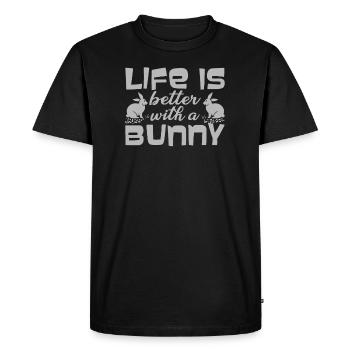 RABBITS: Life With Bunny - Men's Premium Organic T-Shirt - black - Front - Nico (187cm)