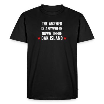 OAK ISLAND: la réponse - T-shirt Premium bio Homme - noir - Devant - Nico (187cm)