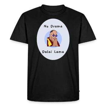 NO DRAMA DALAI LAMA DESIGN 8 full canvas - Men's Premium Organic T-Shirt - black - Front - Nico (187cm)