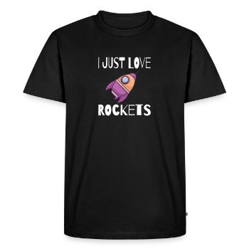ESPACE / ROCKET: J'adore les fusées - T-shirt Premium bio Homme - noir - Devant - Nico (187cm)