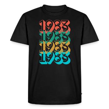 Birthday 1983 Retro 1983 born Year 1983 - Men's Premium Organic T-Shirt - black - Front - Nico (187cm)