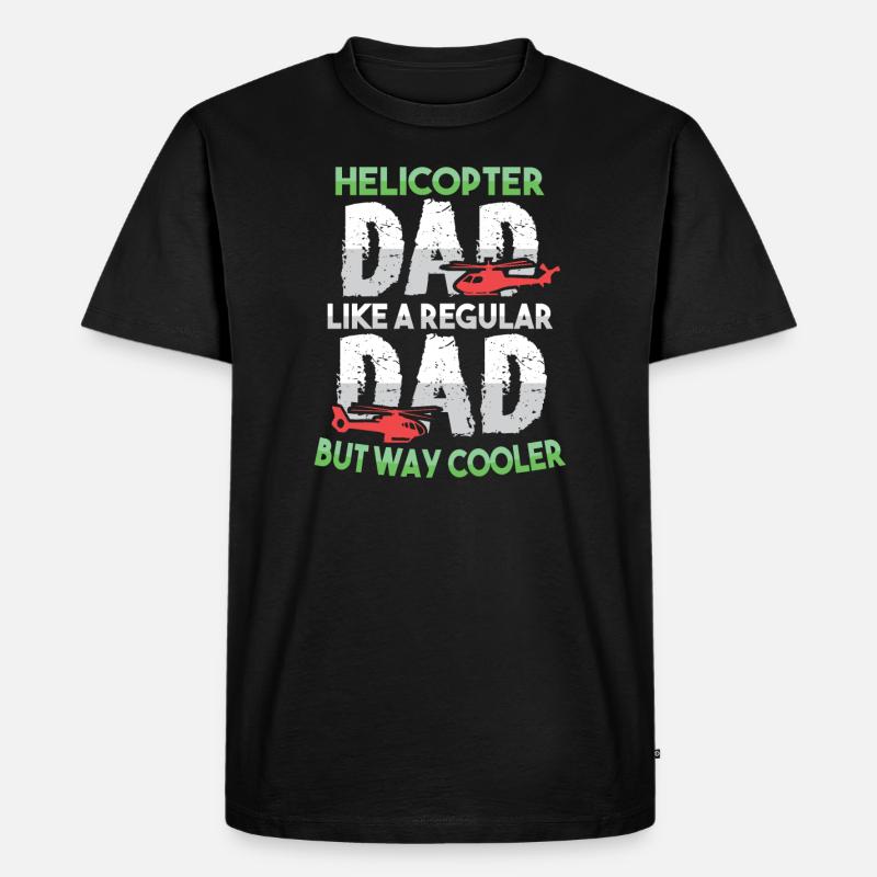 Hubschrauberpilot Luftfahrt Helicopter Dad - Männer Premium Bio T-Shirt - Schwarz