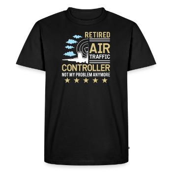 Air Traffic Controller Flight Service Aircraft Airport - Men's Premium Organic T-Shirt - black - Front - Nico (187cm)
