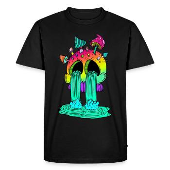 Skull & Mushrooms - Men's Premium Organic T-Shirt - black - Front - Nico (187cm)