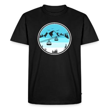 Seilbahn Gondel vor Bergen für Seilbahner - Männer Premium Bio T-Shirt - Schwarz - Vorne - Nico (187cm)