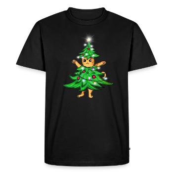 Noël drôle chat arbre de Noël chat moche - T-shirt Premium bio Homme - noir - Devant - Nico (187cm)
