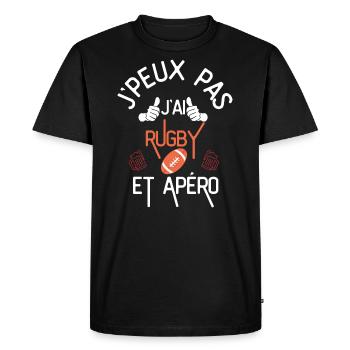 J Peux Pas J Ai Rugby et Apéro - T-shirt Premium bio Homme - noir - Devant - Nico (187cm)
