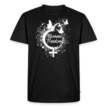 femme liberté,liberté,papillons,femmes,blanc - T-shirt Premium bio Homme - noir - Devant - Nico (187cm)