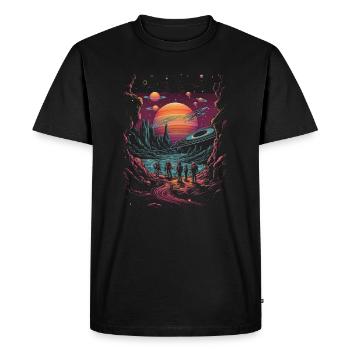 Surrealist hiking group in the universe Saturn - Men's Premium Organic T-Shirt - black - Front - Nico (187cm)