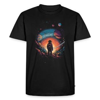 Wandern im Universum - Surrealistisches Artwork - Männer Premium Bio T-Shirt - Schwarz - Vorne - Nico (187cm)