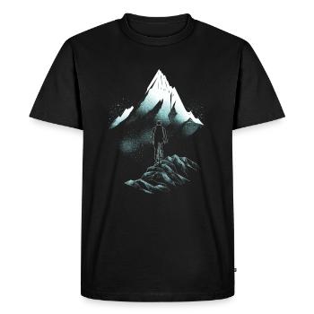 Balades en VTT à travers les montagnes - bleu blanc - T-shirt Premium bio Homme - noir - Devant - Nico (187cm)
