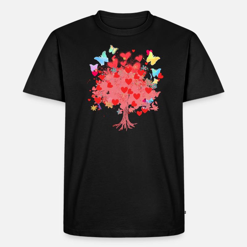 Baum des Lebens ,Lebensbaum,herzen,schmetterlinge - Männer Premium Bio T-Shirt - Schwarz