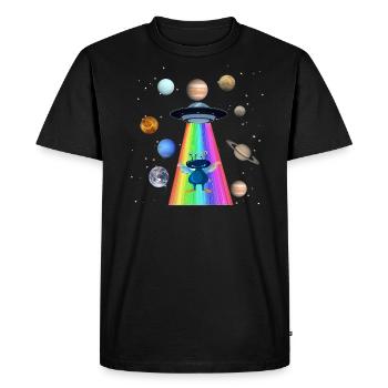 ovni,espace,LGBT,arc-en-ciel,planète - T-shirt Premium bio Homme - noir - Devant - Nico (187cm)
