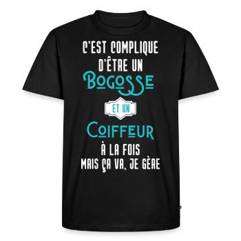 C'est compliqué d'être Bogosse et Coiffeur - T-shirt Premium bio Homme - noir - Devant - Nico (187cm)