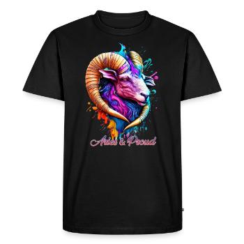 Bélier et fier - T-shirt Premium bio Homme - noir - Devant - Nico (187cm)