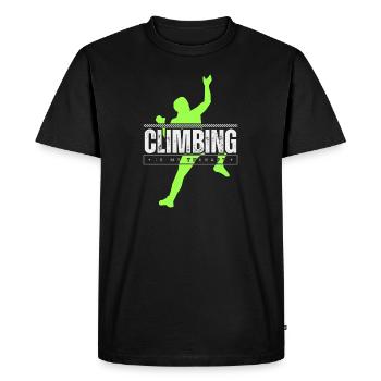Climbing is my therapy - Men's Premium Organic T-Shirt - black - Front - Nico (187cm)