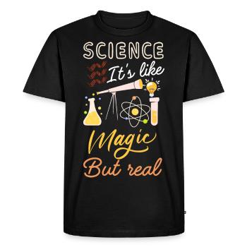 Science it's like magic but real - Men's Premium Organic T-Shirt - black - Front - Nico (187cm)