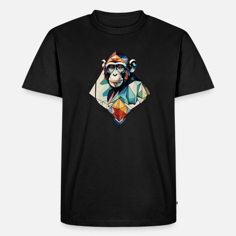 Lebensfroher Geometrieaffe - Männer Premium Bio T-Shirt - Schwarz