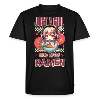Juste une fille qui aime les ramen - T-shirt Premium bio Homme - noir - Devant - Nico (187cm)